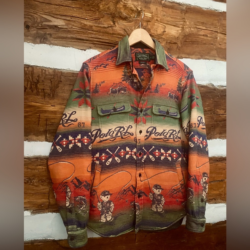 POLO RALPH LAUREN Custom Fit Polo Bear Flannel Workshirt size medium - Picture 2 of 12